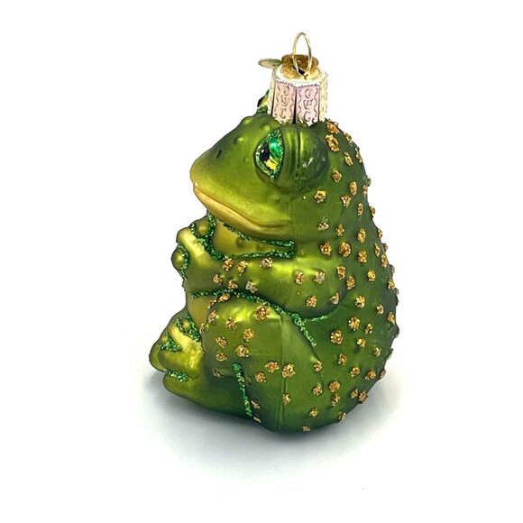 Old World Christmas Blown Glass Ornament Sitting Frog Metallic Glitter 3.5" H - Picture 4 of 6
